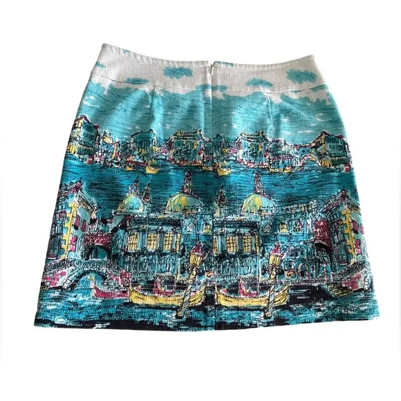 Talbots Venice Grand Canal Scenic Print Skirt Women’s Size 10P - Picture 7 of 14